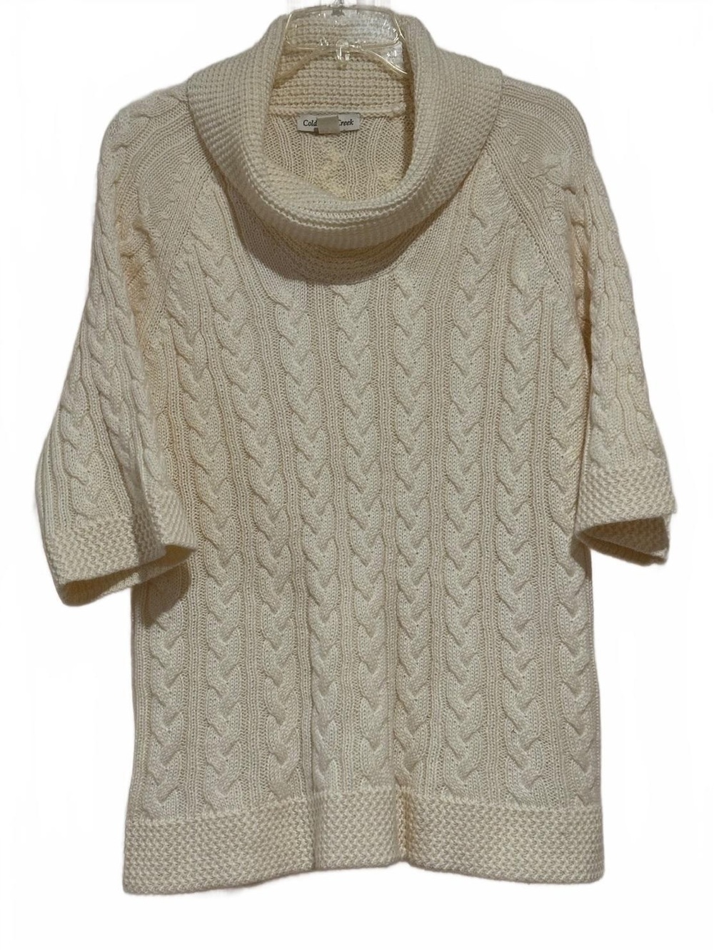 Coldwater Creek Women's XL Cream Cable Knit Turtleneck Sweater